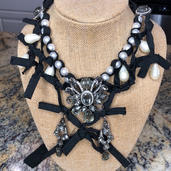 Lanvin Jewelry - Lanvin Paris large Pearl Crystal ribbon necklace